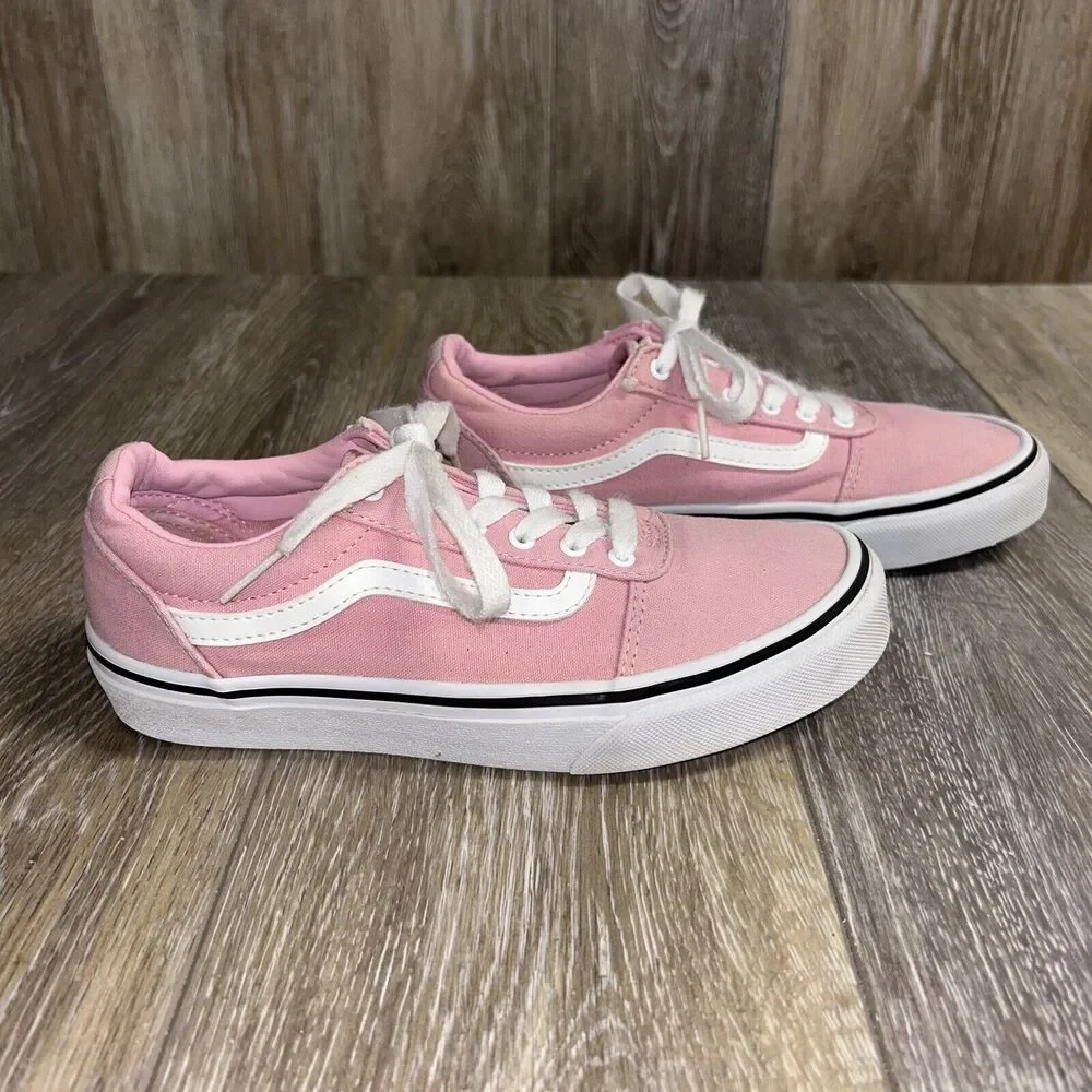 Vans Off The Wall Pink Canvas Sneaker Skate Shoes Youth Missy US Size 4 - 507698
